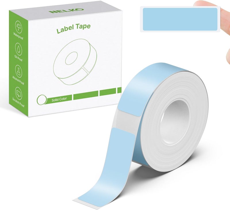 Nelko Genuine P21 Label Maker Tape, Adapted Label Print Paper, 14x40mm (0.55"x1.57"), Standard Laminated Labeling Replacement, Multipurpose of P21 Label Maker, 180 Tapes/Roll, 1 Roll, Blue - Image 1